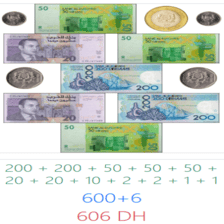 دروس وتمارين الرياضيات السنة الثانية ابتدائي - عد النقود أكثر من 100 درهم