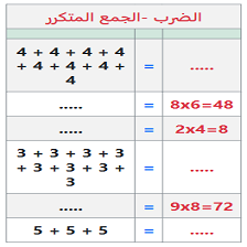 دروس وتمارين الرياضيات السنة الثانية ابتدائي - مفهوم الضرب ،الجمع المتكرر4