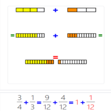 دروس وتمارين الرياضيات السنة الثالثة ابتدائي - جمع أعداد كسرية ،توحيد المقام